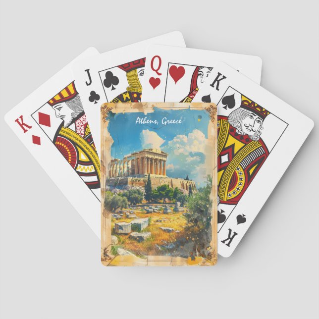 Aten Grekland Acropolis Painting Casinokort (Baksidan)