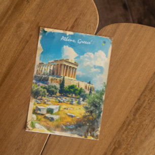 Aten Grekland Acropolis Painting Vykort