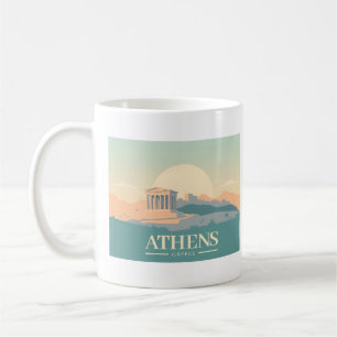 Aten Grekland Acropolis Pastel Travel Kaffemugg