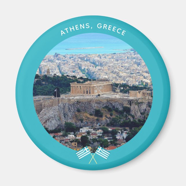 Aten, Grekland (Akropolis och havet) Magnet (Framsidan)