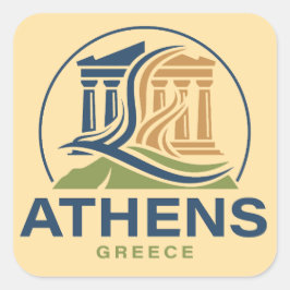 Atén Grekland Akropolis Parthenon Fyrkantigt Klistermärke