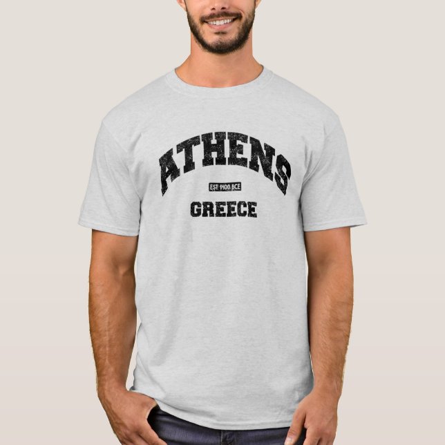 Aten, Grekland Est. 1 400 BCE Athletic Disted T Shirt (Framsida)