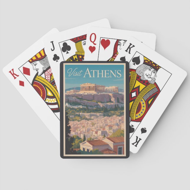 Aten Grekland Parthenon Travel Art Vintage Casinokort (Baksidan)