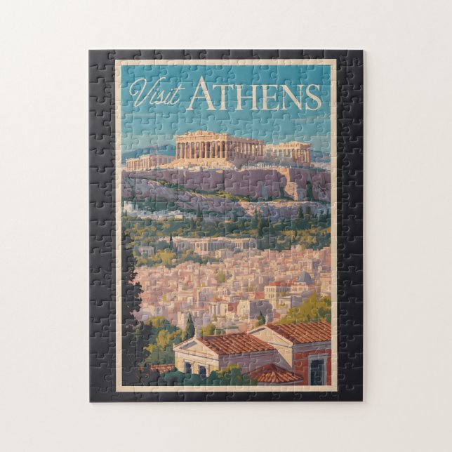 Aten Grekland Parthenon Travel Art Vintage Pussel (Vertikal)