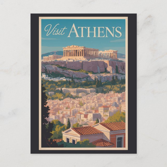 Aten Grekland Parthenon Travel Art Vintage Vykort (Framsida)