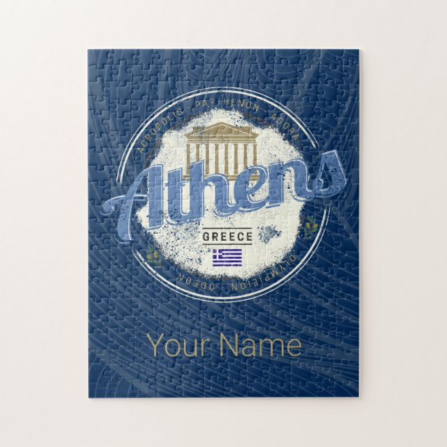 Aten Grekland Retro Acropolis Vintage Souvenir Pussel (Vertikal)