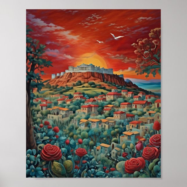 Aten Grekland Skriv ut, Poster Pappert (projektion (Framsidan)