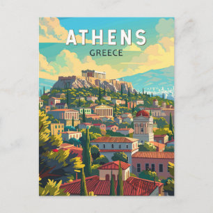 Aten Grekland Travel Art Vintage Vykort