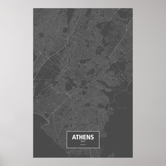 Aten, Grekland (vit på svart) Poster (Framsidan)