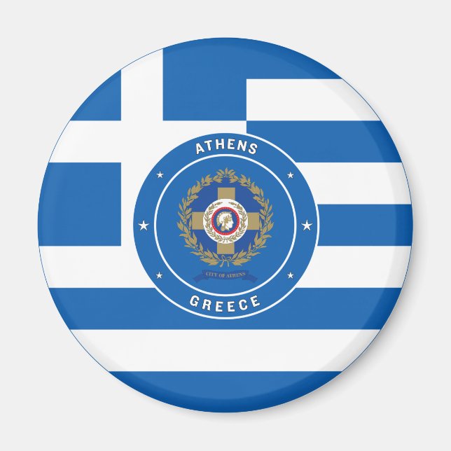 Aten, Greklands emblem och Flagga Magnet (Framsidan)