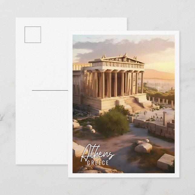 Aten Greklands landmärke acropolis Vykort (Fram/baksida)