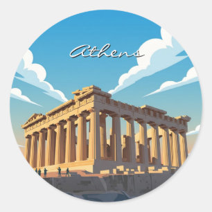 Aten Parthenon Runt Klistermärke