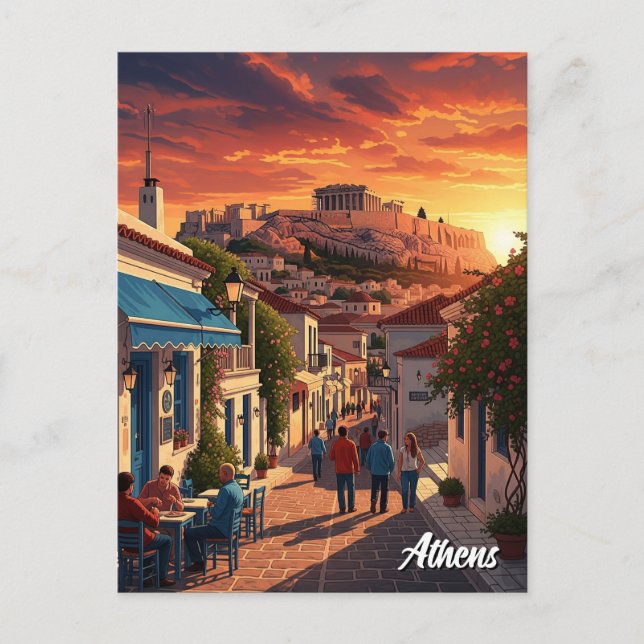 Aten Plaka Greece Travel Vykort (Framsida)