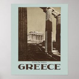Aten: Poster i Parthenon GREECE Vintage resor