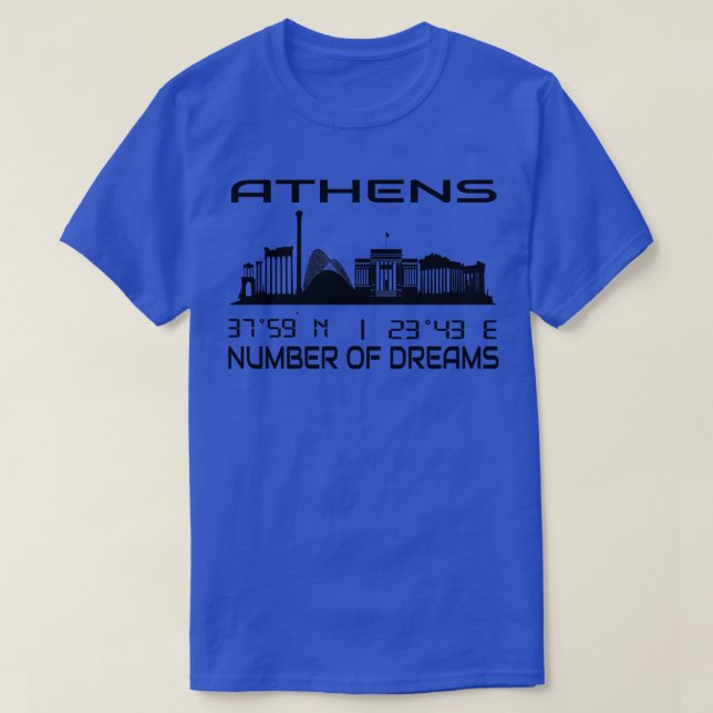 Aten Skyline GPS samordnar Grekland T Shirt (Design framsida)