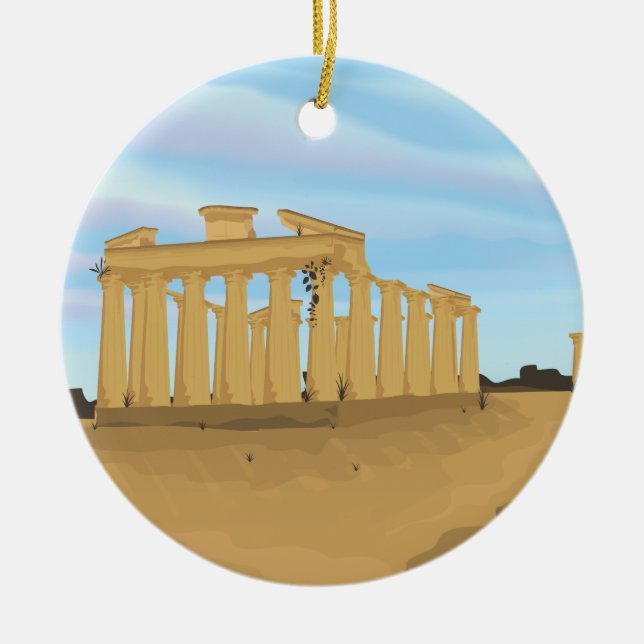 Aten-tecknadens Akropolis Julgransprydnad Keramik (Framsidan)