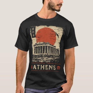 Atens akropolis Sumi-e Classical Temple Art T Shirt