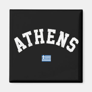 Atens atletiska tipografi med grekiska Flagga Magnet
