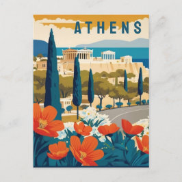 Atens grekiska akropolis Vår blommor Travel Art Vykort