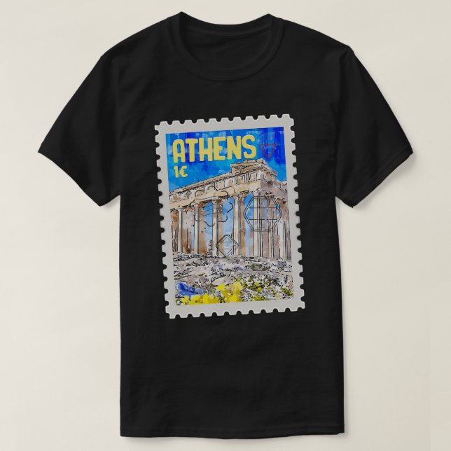 Atens grekiska besökare Grekiska Älskare Parthenon T Shirt (Design framsida)