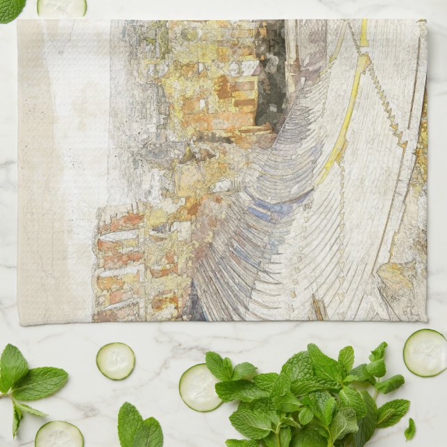 Atens grekiska kökshandduk (Vikta)