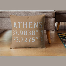 Atens grekiska Latitude Longitud Dekorativ kudde