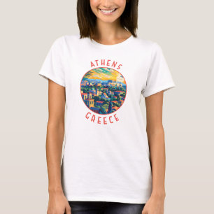 Atens grekiska retro Distress Circle T Shirt