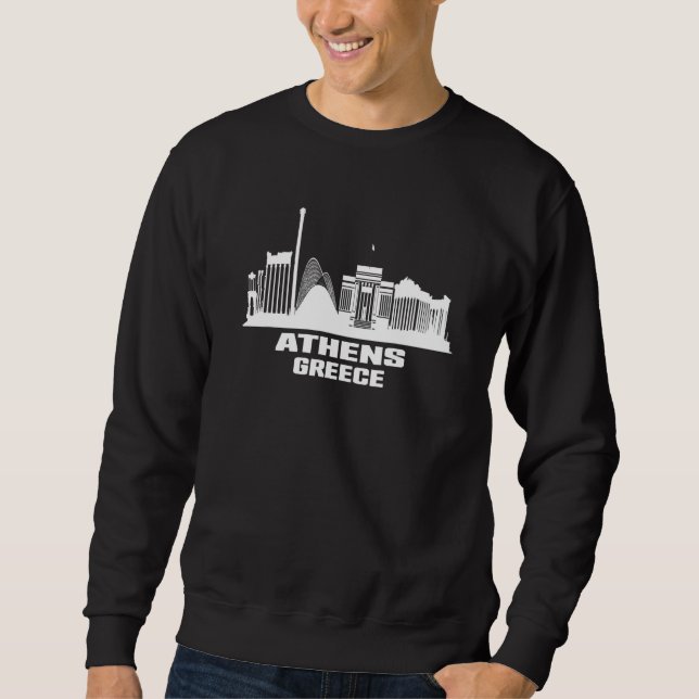 Atens grekiska Skyline Greeks grekiska cityscape Lång Ärmad Tröja (Framsida)