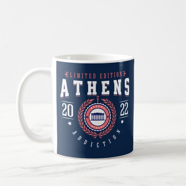 Atens grekiska stad Traveler Sport Navy Coffee Mug Kaffemugg (Vänster)
