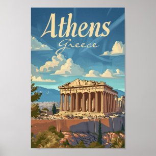 Atens grekiska Vintage Berömd Travel Ställe Poster