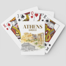 Atens Grekland Akropolis Akvarell Skiss Resa