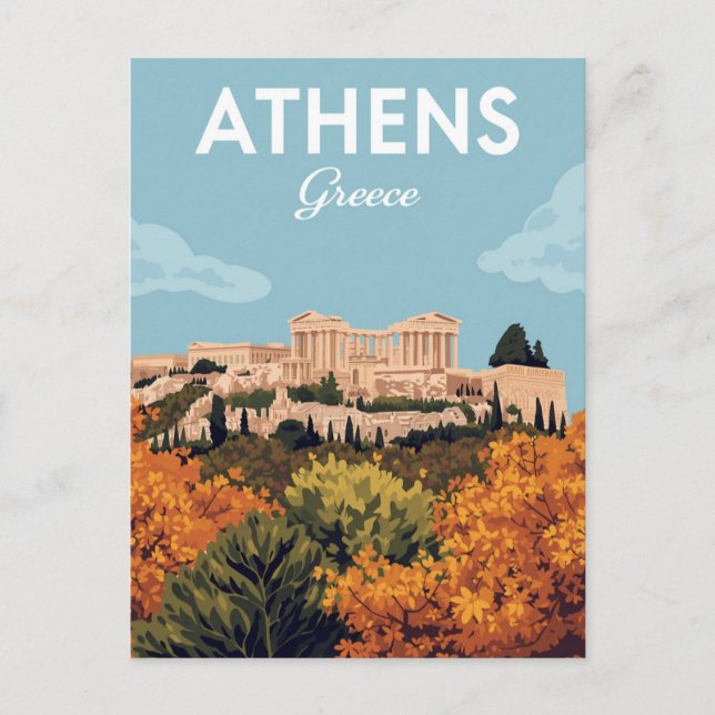 Atens Grekland Akropolis Vykort (Framsida)