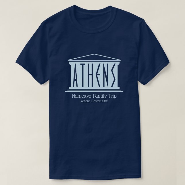 Atens Logotyp Typography Family Resa till Grekland T Shirt (Design framsida)