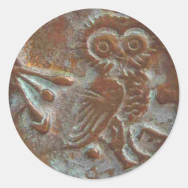 Atens Uggla Sticker Runt Klistermärke