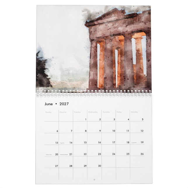ATENS VATTENKOLOR CALENDAR KALENDER (Jun 2027)