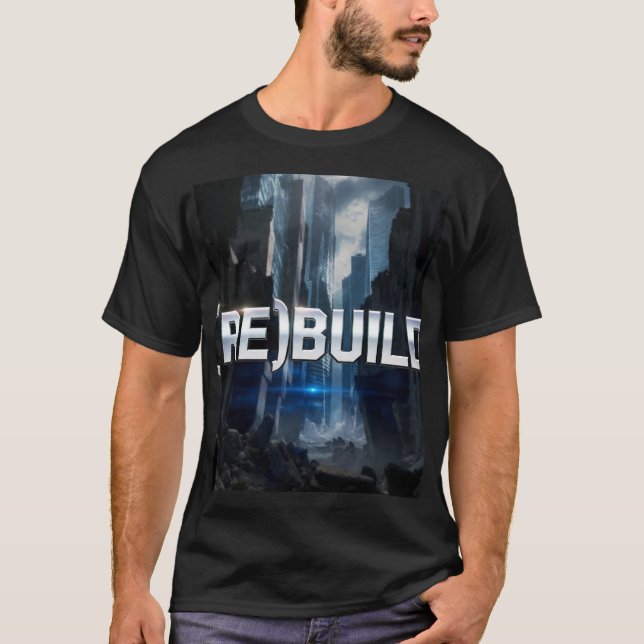 (ÅTER)BYGG - Chrome Text Stad Ruiner Motivations D T Shirt (Framsida)