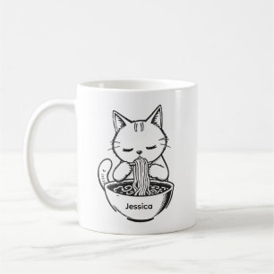 Äter Ramen Nudlar Kaffe Mugg - Anpassat Namn 
