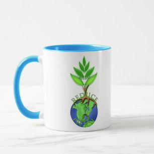 Återanvänd Minska Återvinn Träd Jord Glob Mugg