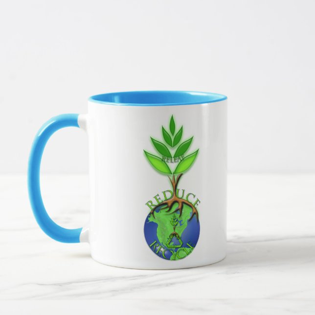 Återanvänd Minska Återvinn Träd Jord Glob Mugg (Vänster)
