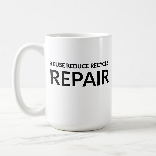 "Återanvända, minska, Återvinna och reparera" insp Kaffemugg (Vänster)