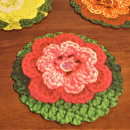 Återanvändbar Finare i Rosy Flower Designer Croche Underlägg Papper