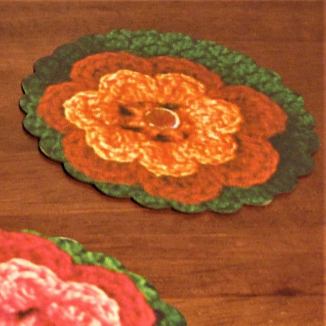 Återanvändbar utskrift av orange Flower Designer C Underlägg Papper (Skapare uppladdad)