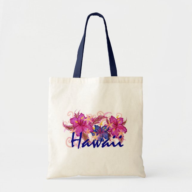Återanvändbar väska från Hawaii hibiscus konstnärl (Framsidan)