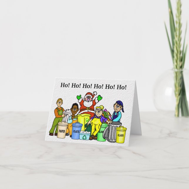 Återanvändning av julkort, tomten och Sopor Manar Kort (Framsida)