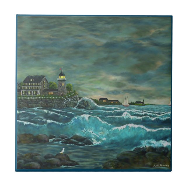 Återbesök Hob's Lighthouse av Ave Hurley Kakelplatta (Framsidan)
