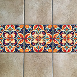 Återbesökt mexikansk folkkonst blommig kakelplatta