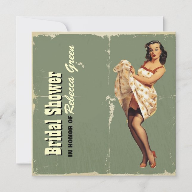 återbestifta en tjej i rockabilly bachelorette inbjudningar (Framsida)