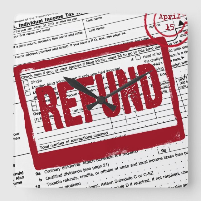 Återbetalning av inkomstskatt i Frimärke Fyrkantig Klocka (Framsida)