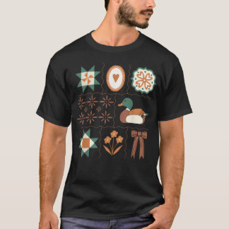 Återbrukade Vintageplattor Dekorerar Gräsand Ankor T Shirt