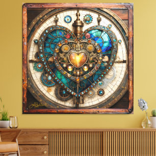 Återfärgad Glas Heart Steampunk-serien Canvastryck